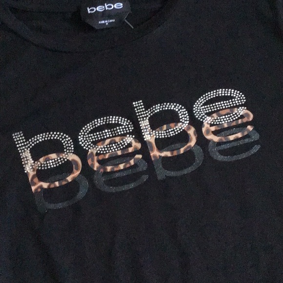 SOLD - Bebe Triple Logo Black Stretchy Tee - NWT - Picture 1 of 9